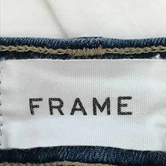 Frame Le High Straight Jeans Women 24 Blue Mid Rise Distressed Raw Hem Preppy - Picture 3 of 14